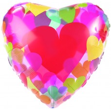 Фольгированное сердце  "Разноцветные сердца"